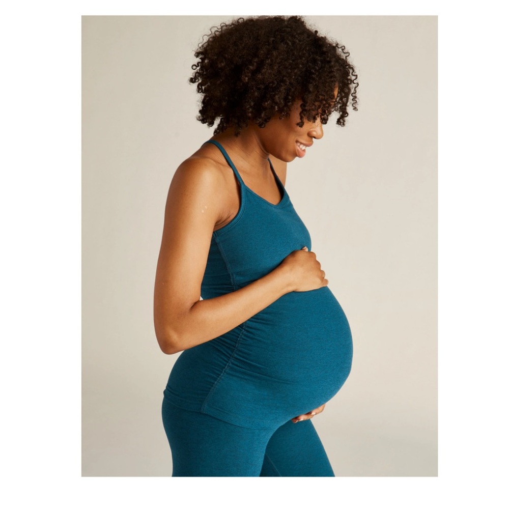 NWOT Spacedye Keep Your Cool Maternity Slim Racerback Tank Blue Gem Heather / XL